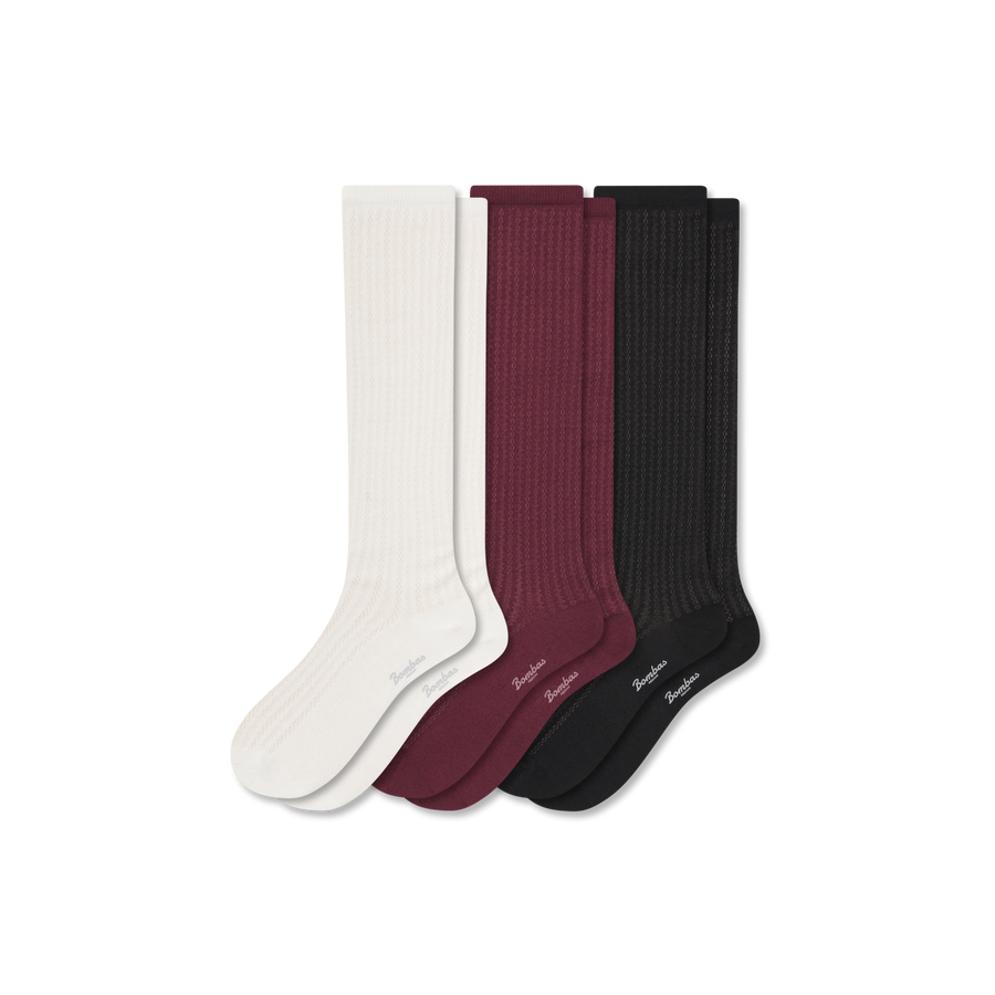 Women's Pointelle Knee High Sock 3-Pack - Weekend Office Comfort