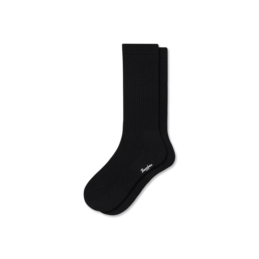 Women's Merino Cashmere Blend Fine Rib Calf Socks - Easy Hike Support