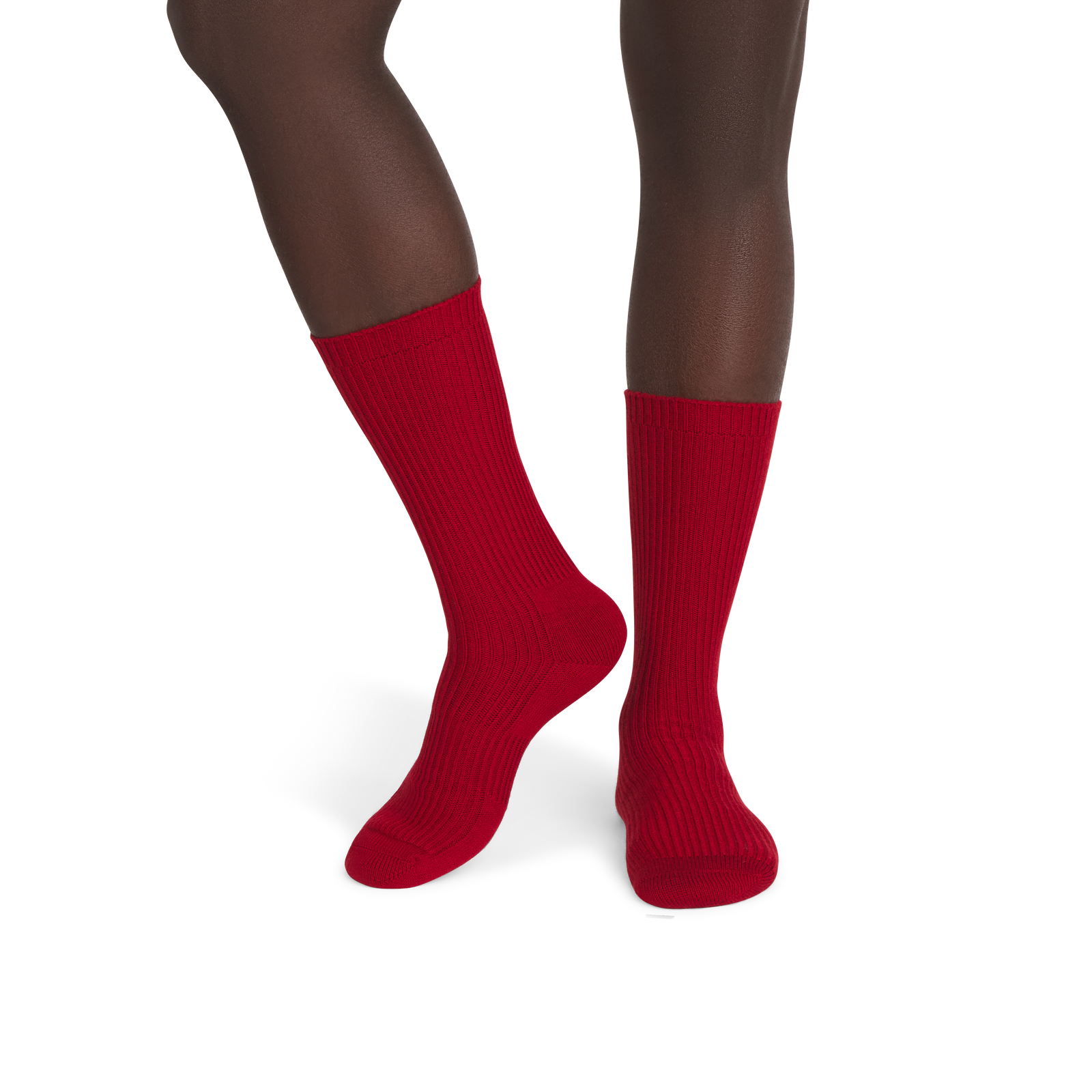 Merino Cashmere Blend Classic Rib Calf Socks - Rich Crimson MO1 [10029]