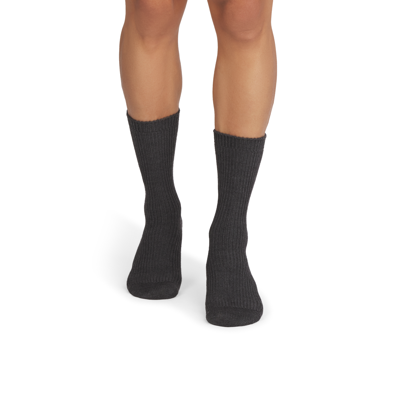 Merino Cashmere Blend Classic Rib Calf Socks - Grey Heather MO1 [10030]