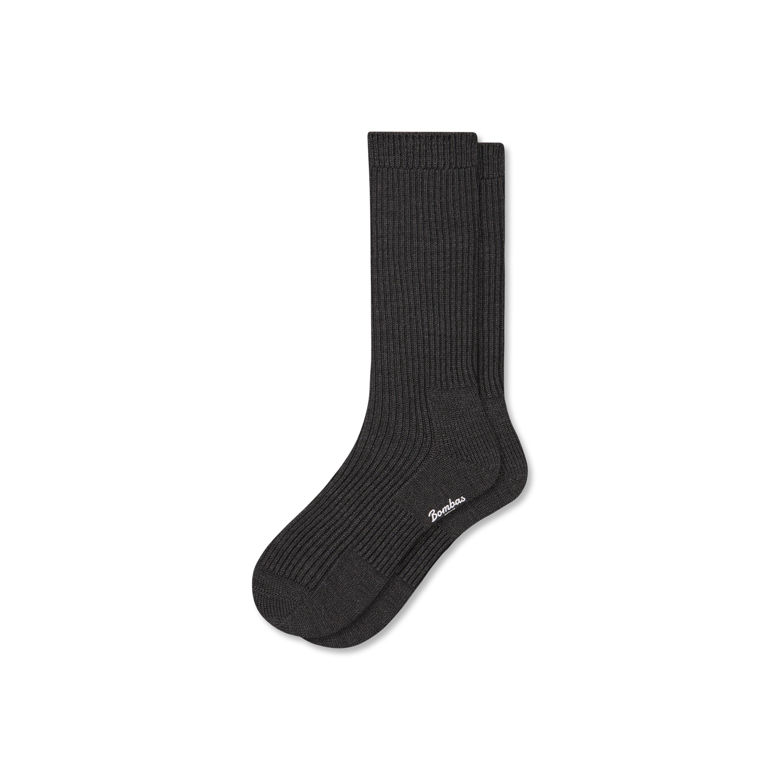 Merino Cashmere Blend Classic Rib Calf Socks - Grey Heather L [10030]