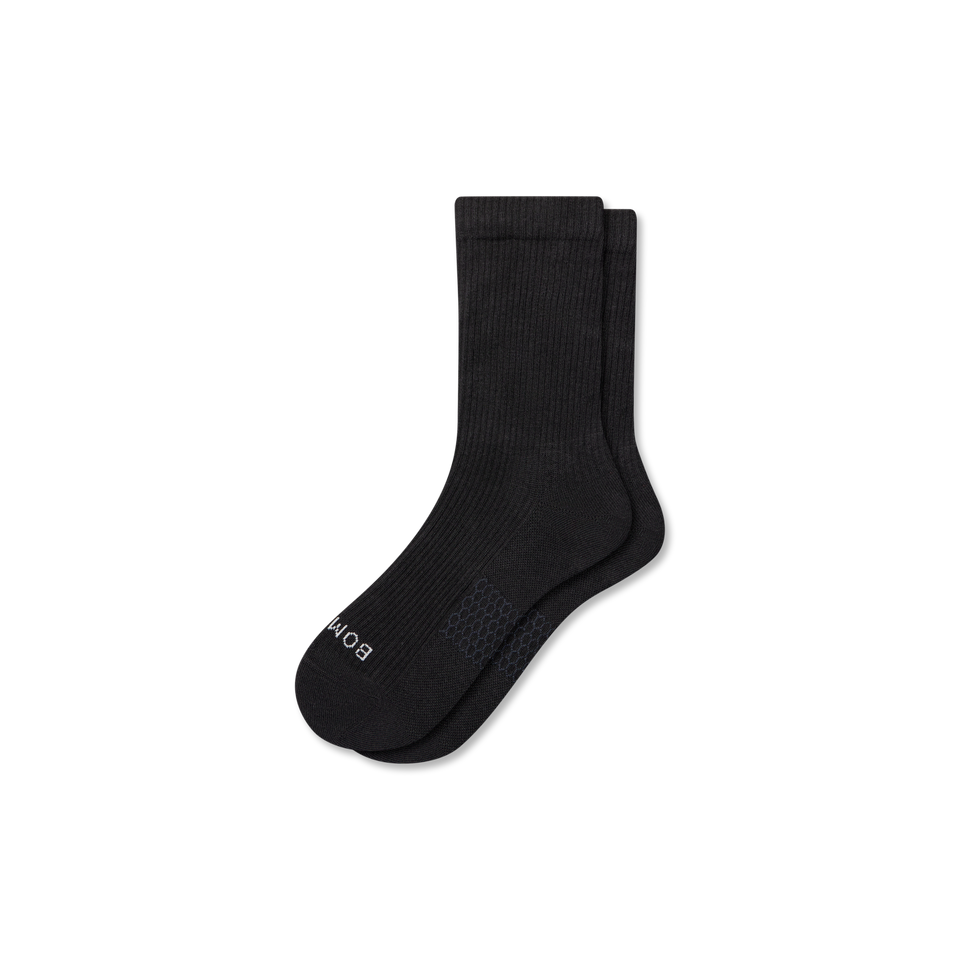 Modern Rib Half Calf Socks - black L [10047]