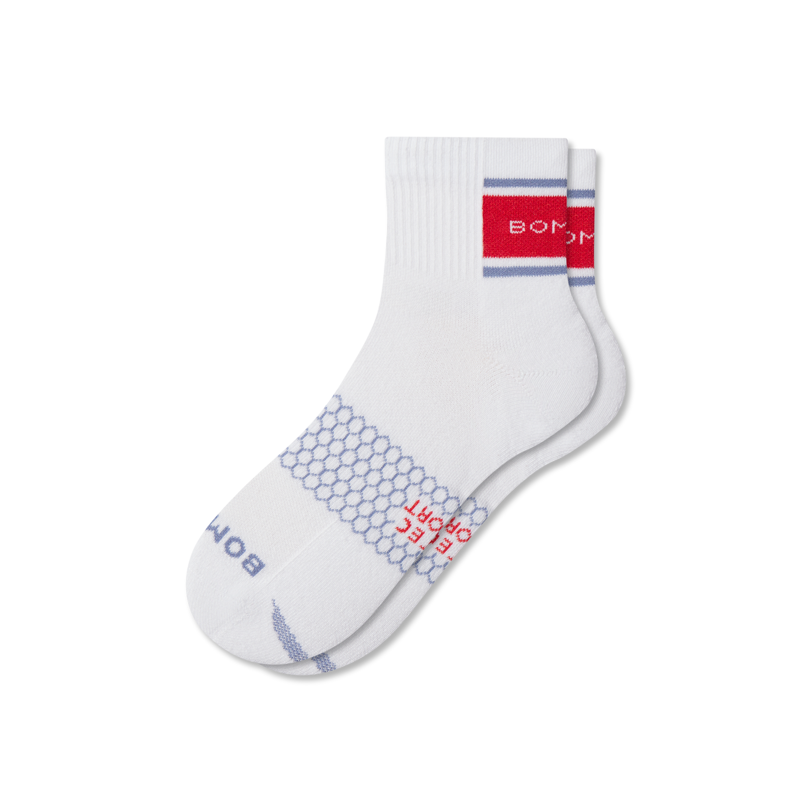 All-Purpose Performance Quarter Socks - white oyster blue L[10060]
