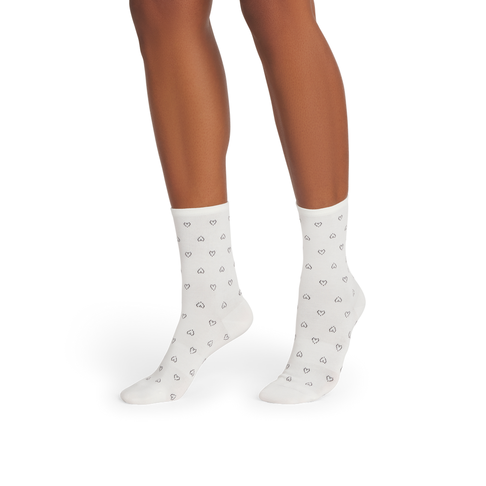 Lightweight Half Calf Socks - white heart WO1 [10083]