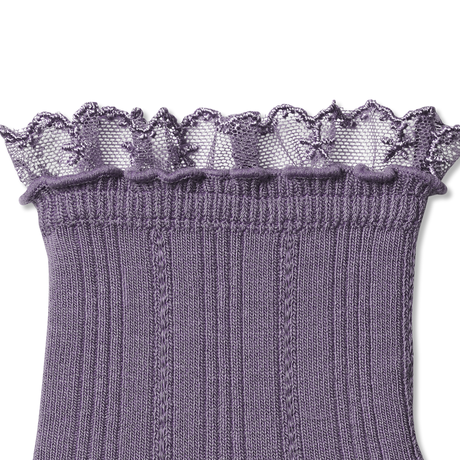 Women’s Ruffle Lace Quarter Socks - antique purple Detail [10089]