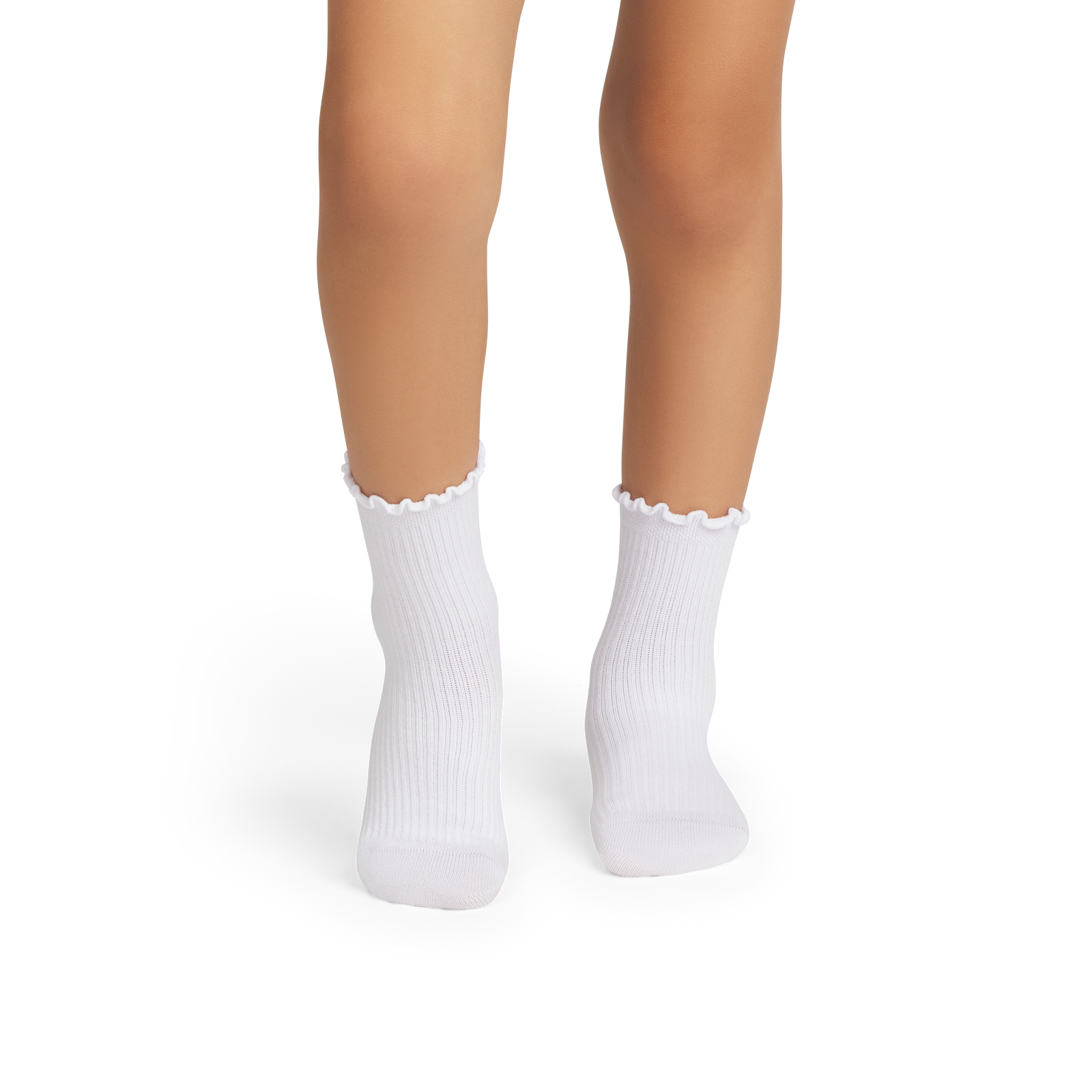 Ruffle Rib Calf Socks - white JO1 [10095]