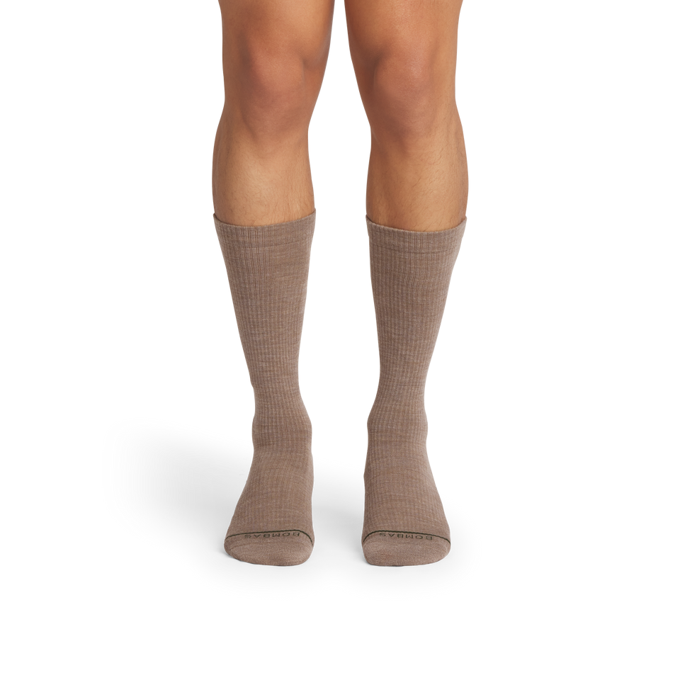 Merino Modern Rib Calf Socks - warm taupe MO1 [10115]