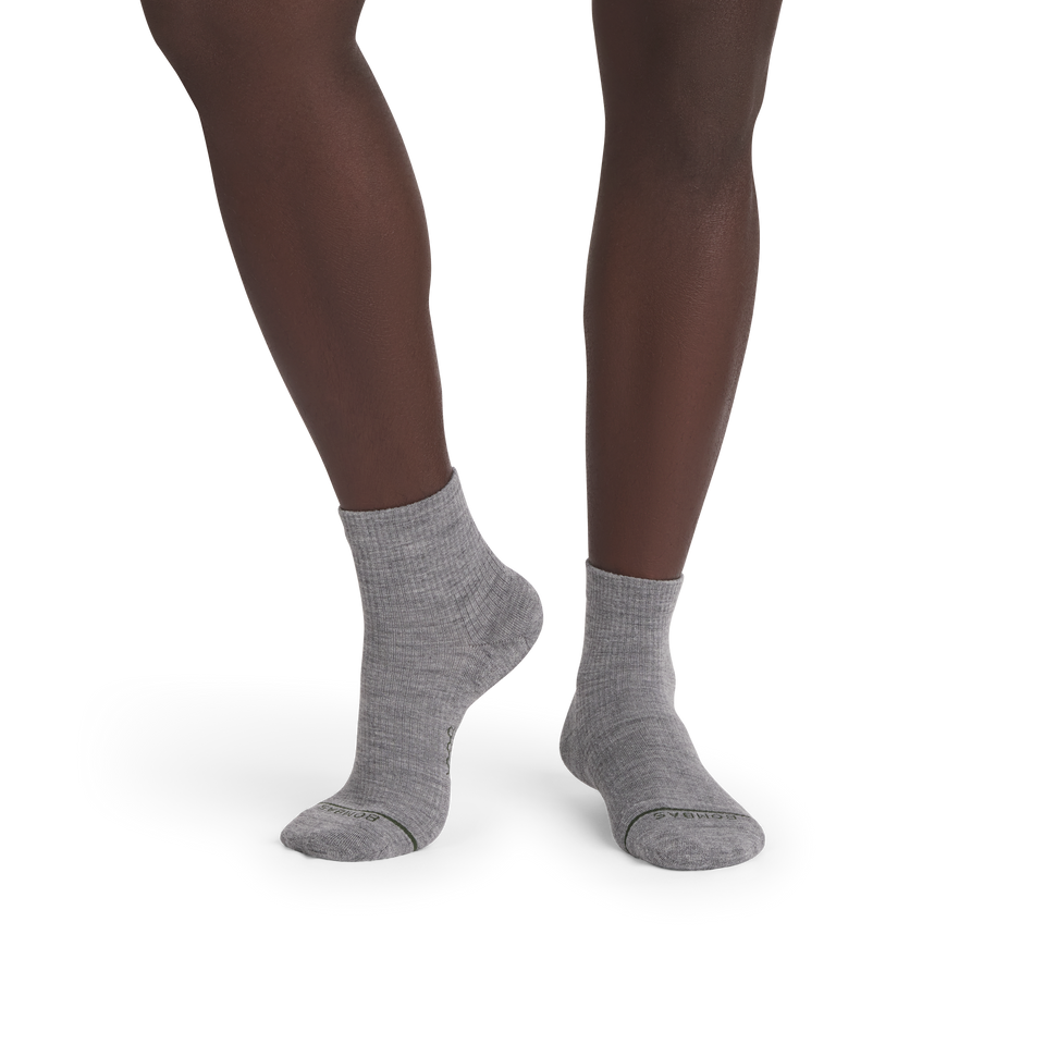 Merino Modern Rib Quarter Socks - grey shadow MO1 [10117]