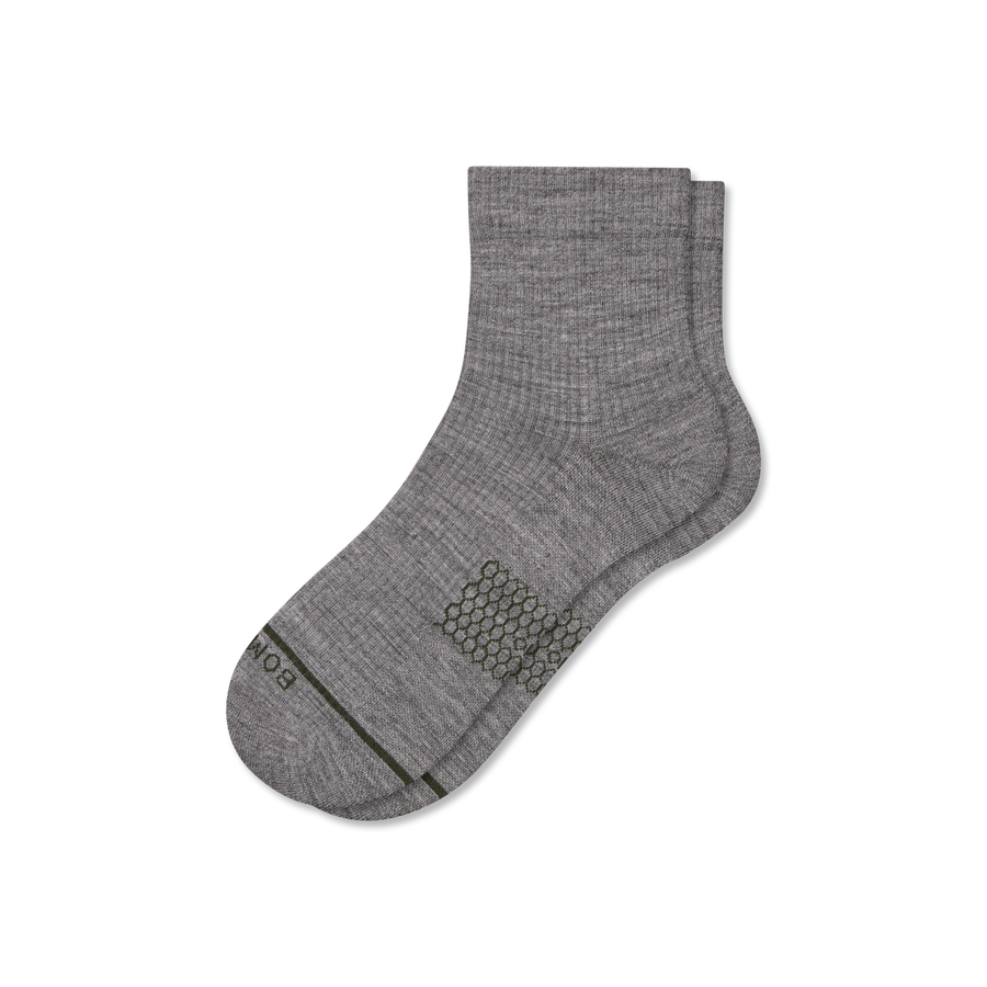 Men's Merino Wool Blend Modern Rib Quarter Socks - Smooth Studio Cushion