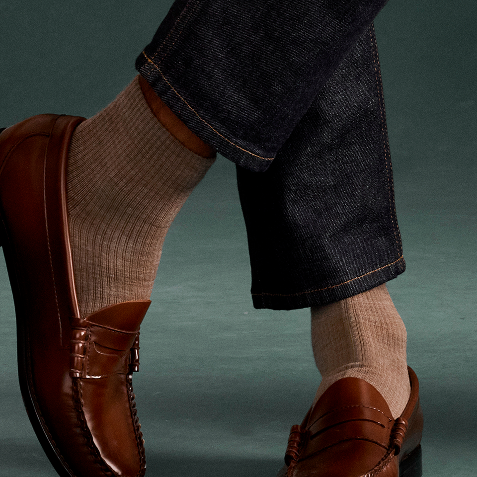 Merino Modern Rib Quarter Socks - warm taupe [LIFESTYLE] [10117]