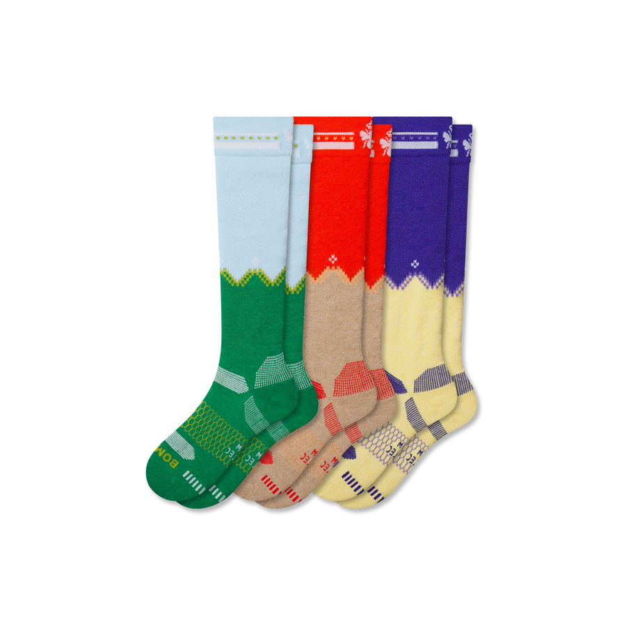 Youth Full-Cushion Merino Wool Blend Ski & Snowboard Sock 3-Pack - Daily School Cushion
