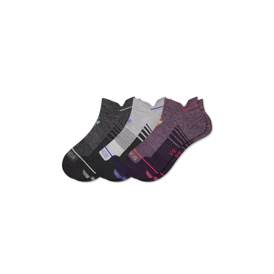 Men's Merino Wool Blend Run Ankle Sock 3-Pack - Steady Ankle Rotation
