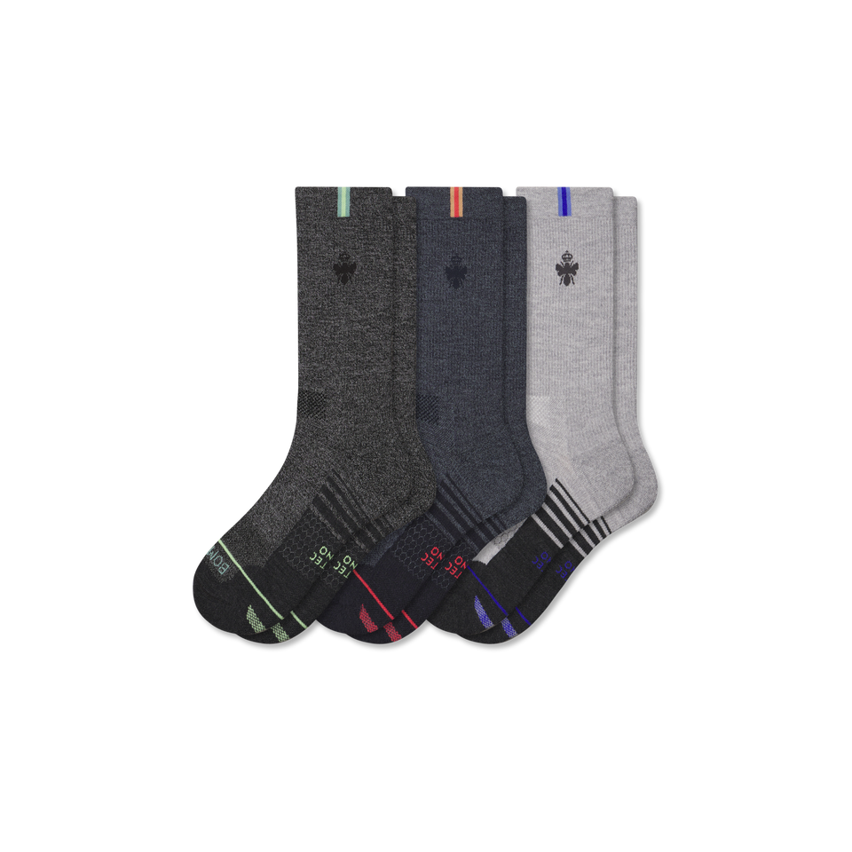 Merino Wool Blend Athletic Calf Sock 3-Pack - meteor mix L [10200]