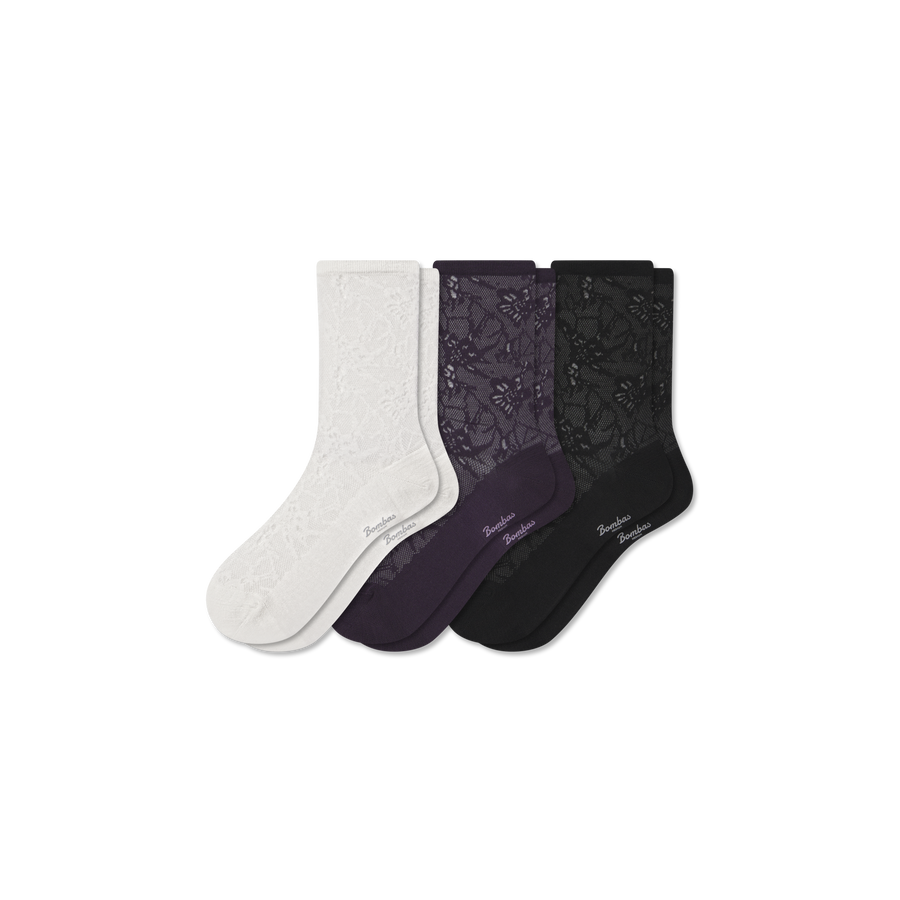 Women’s Floral Lace Half Calf Sock 3-Pack - Active Recovery Comfort