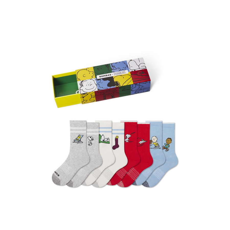Peanuts x Bombas: Youth Calf Sock 4-Pack Gift Box - Gift Stash Setup