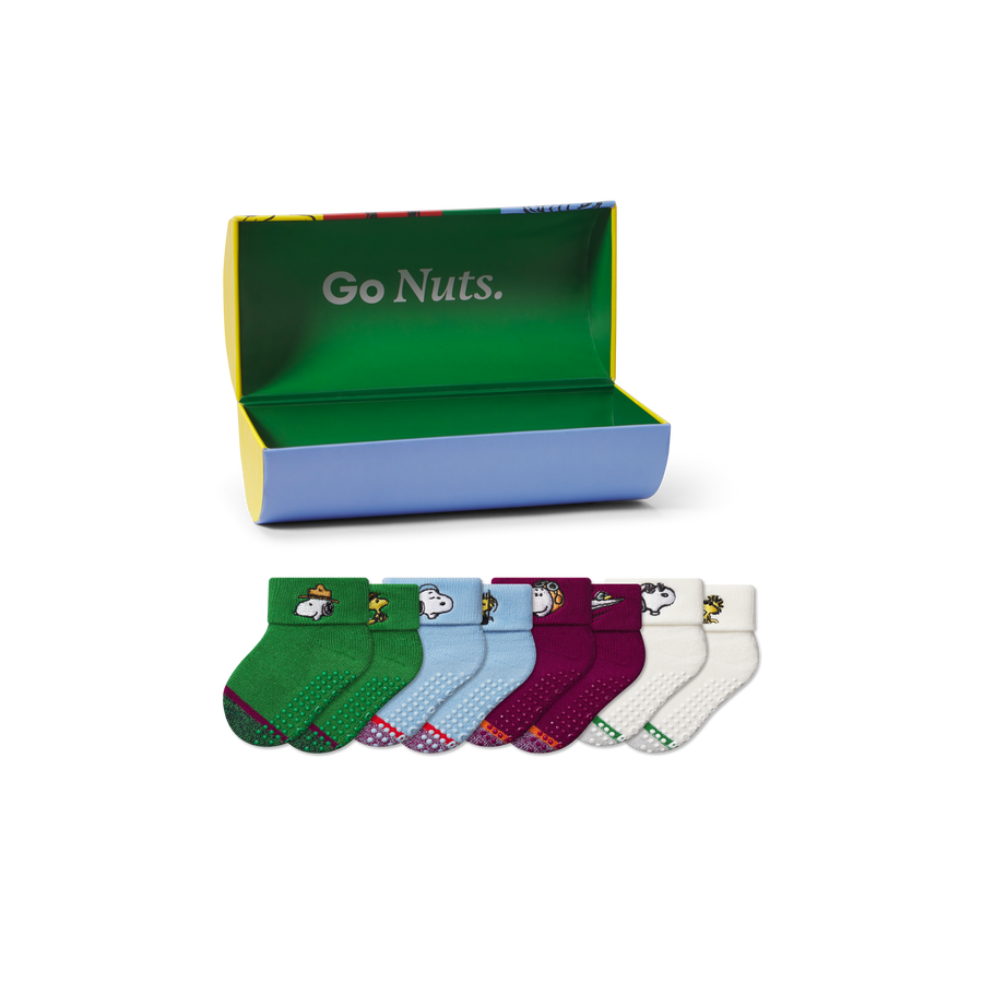 Peanuts x Bombas: Baby Gripper Calf Sock 4-Pack Gift Box (6-12 Months) - Gift Weekend Carry