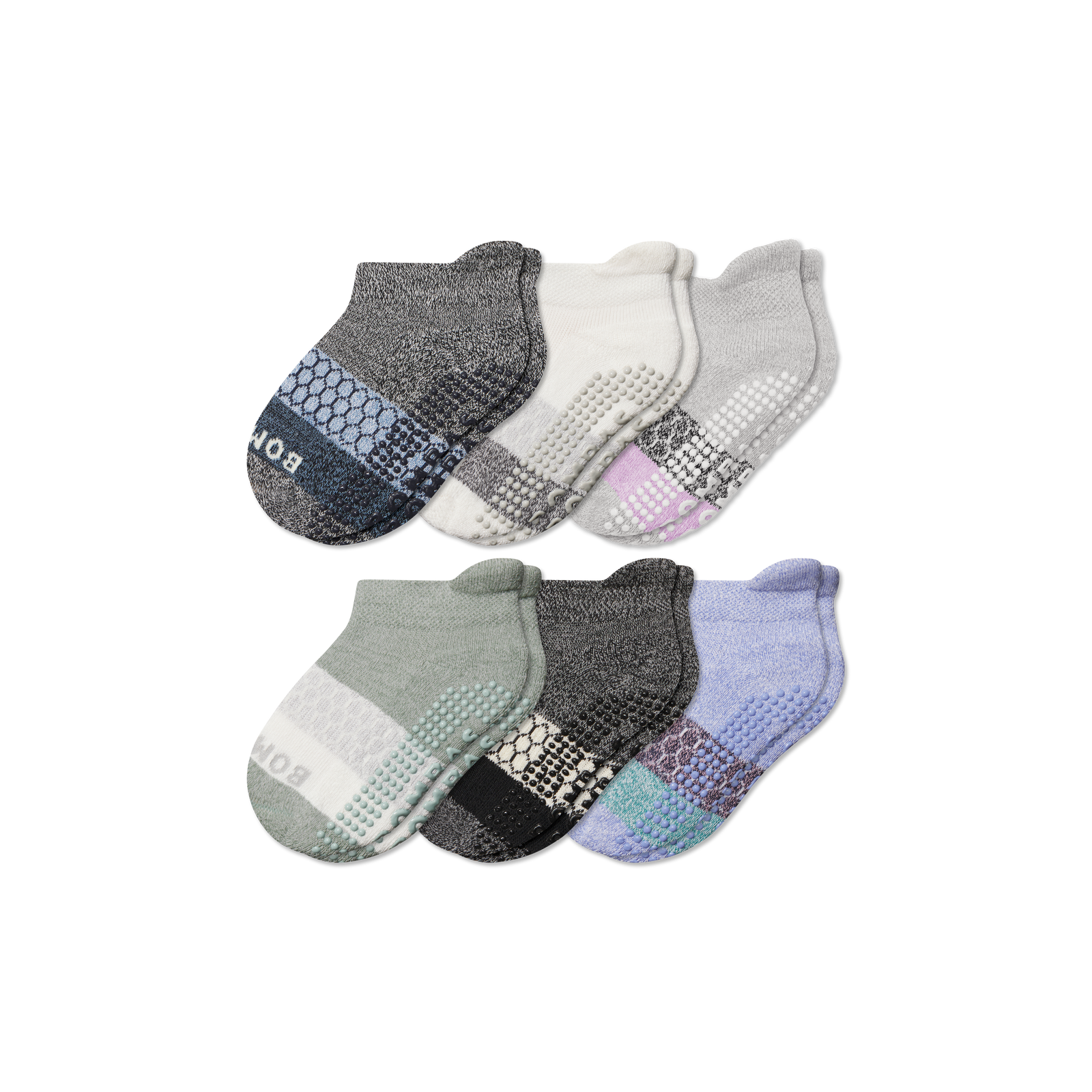 Toddler Tri-Block Gripper Ankle Sock 6-Pack - mixed L [10325]