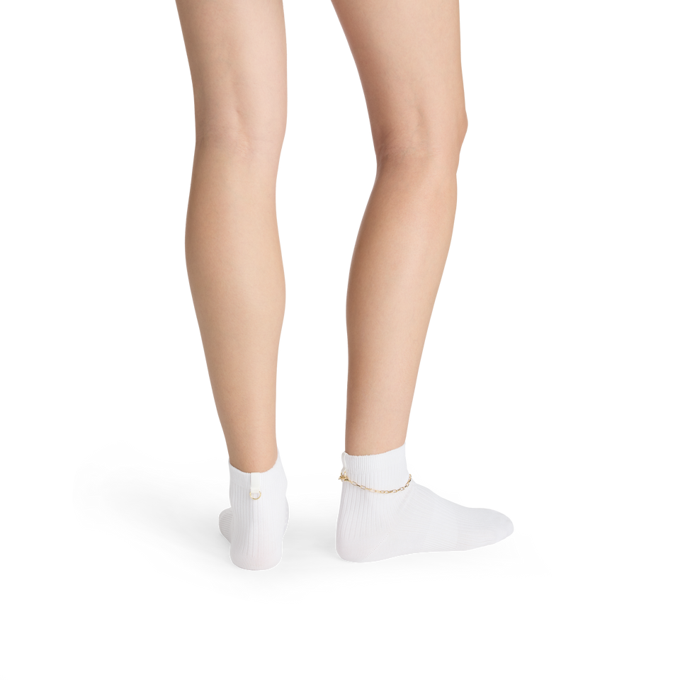 Lightweight Ribbed Quarter Socks - White WO3B [10348]