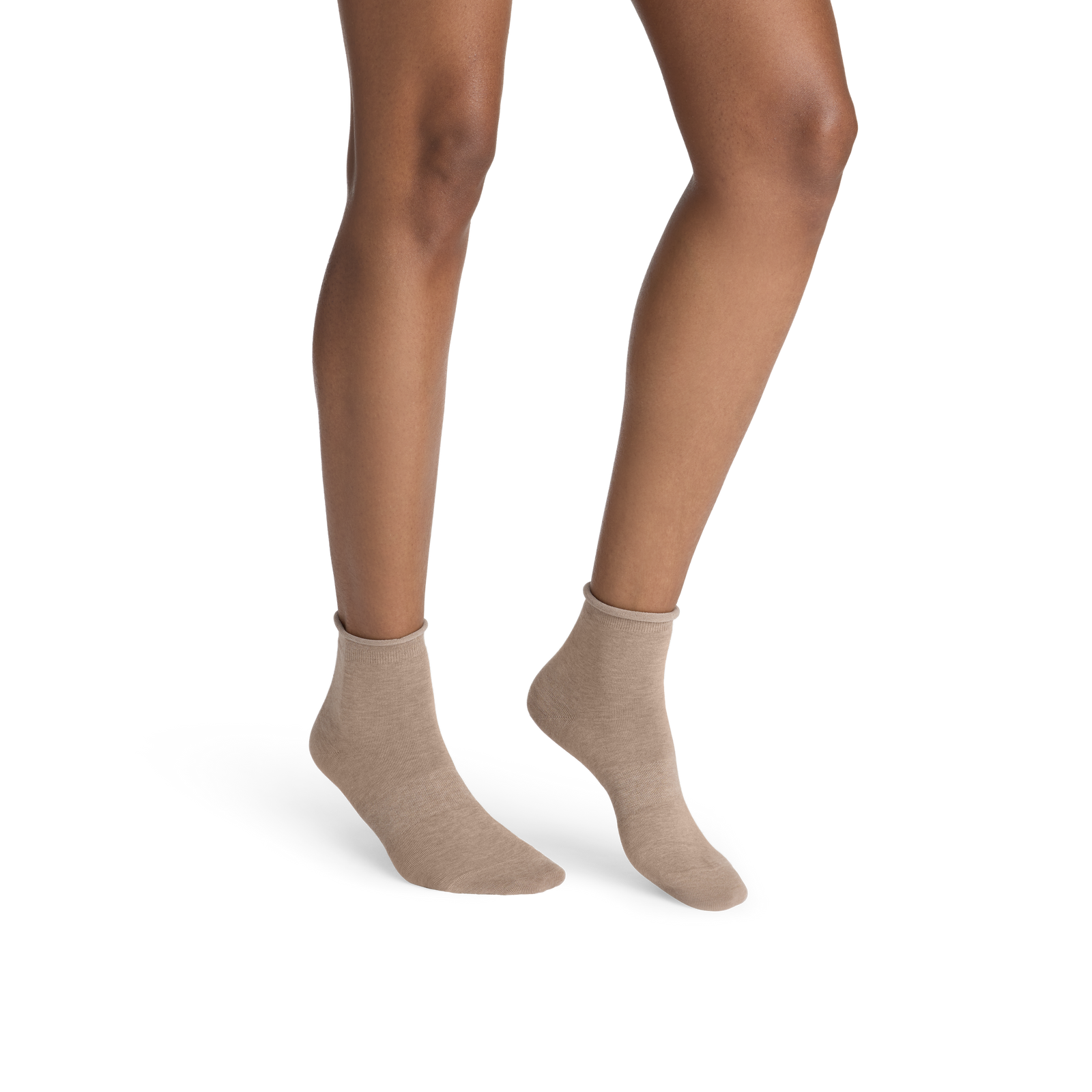 Lightweight Roll Top Quarter Socks - stone fawn htr WO1 [10426]