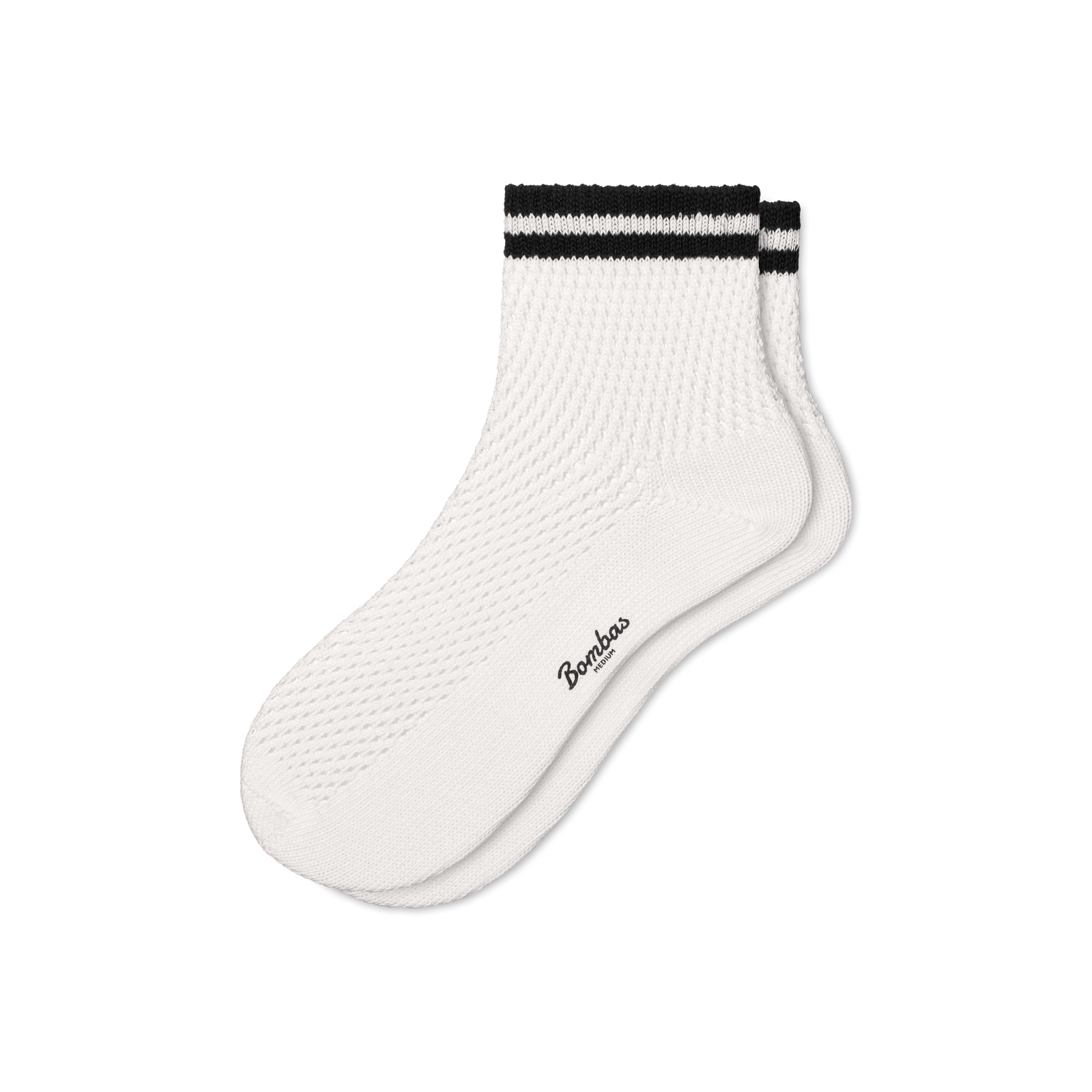 Open Knit Quarter Socks - White L [10427]