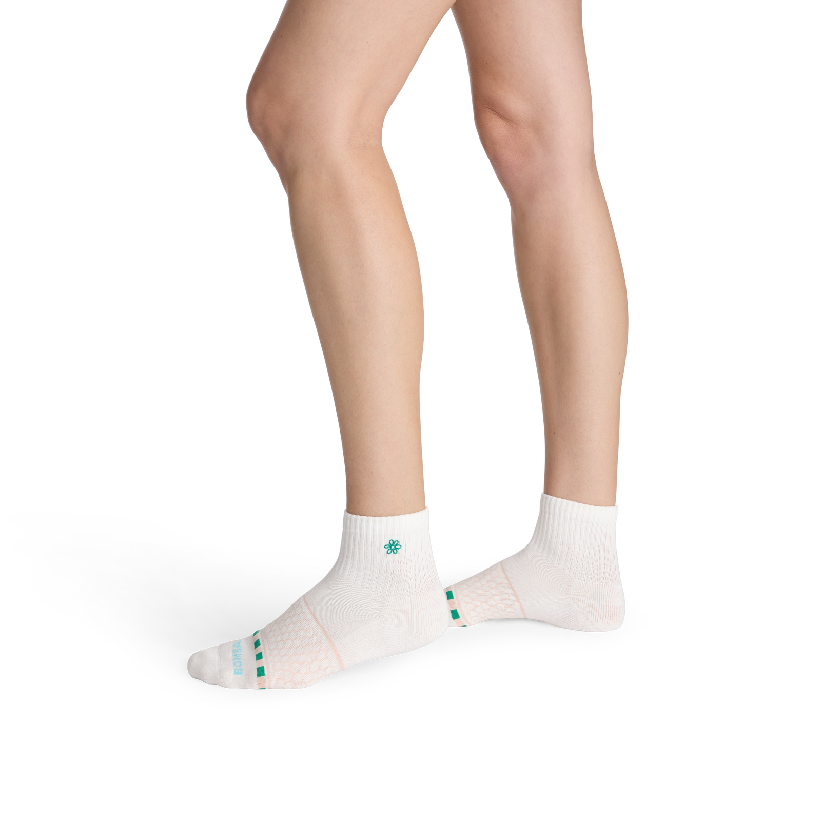 Quarter Socks - soft white kelly green WO1 [10453]