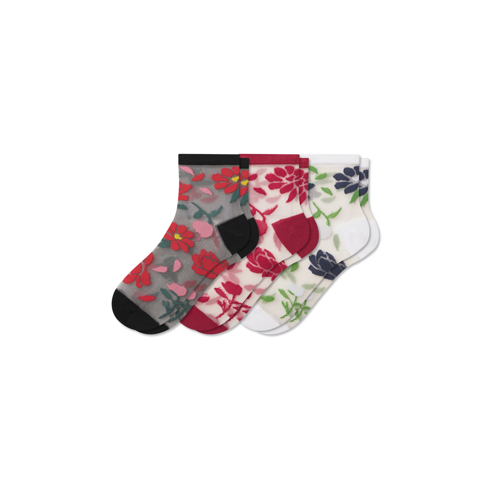 Lightweight Sheer Quarter Socks - pomegranate mix L [10501]