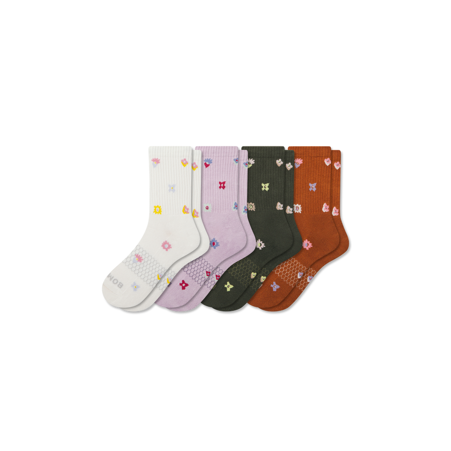 Women’s Garden Party Half Calf Sock 4-Pack - Comfort Ankle Step