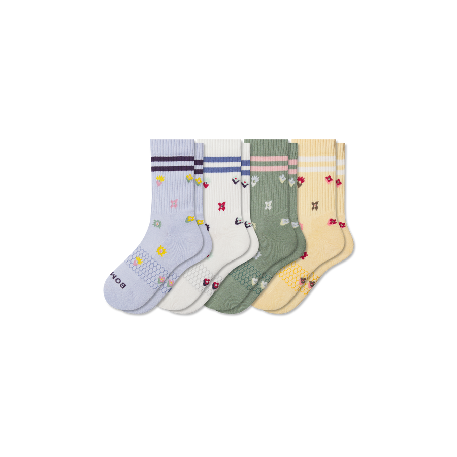 Youth Garden Party Calf Sock 4-Pack - Breathable Crew Rotation