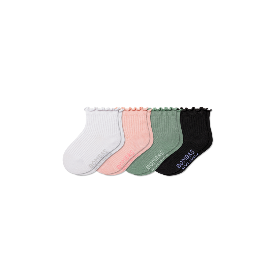 Toddler Ruffle Rib Calf Sock 4-Pack - Daily Recovery Cushion