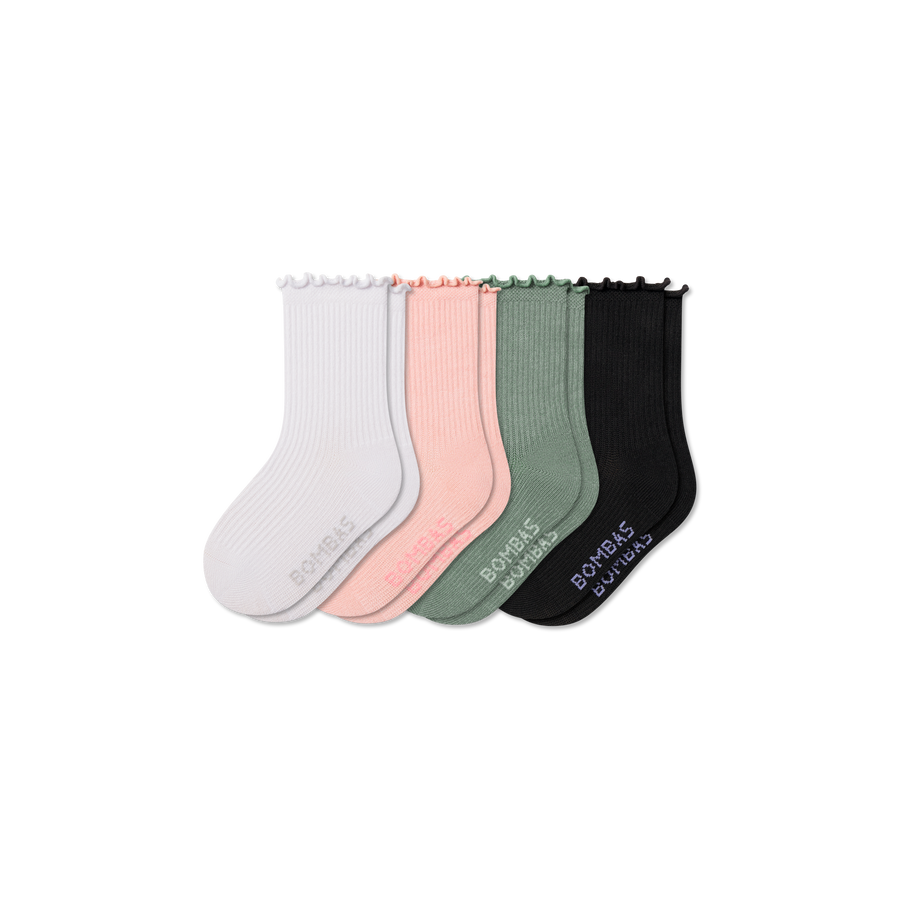 Junior Ruffle Rib Calf Sock 4-Pack - All Day Comfort