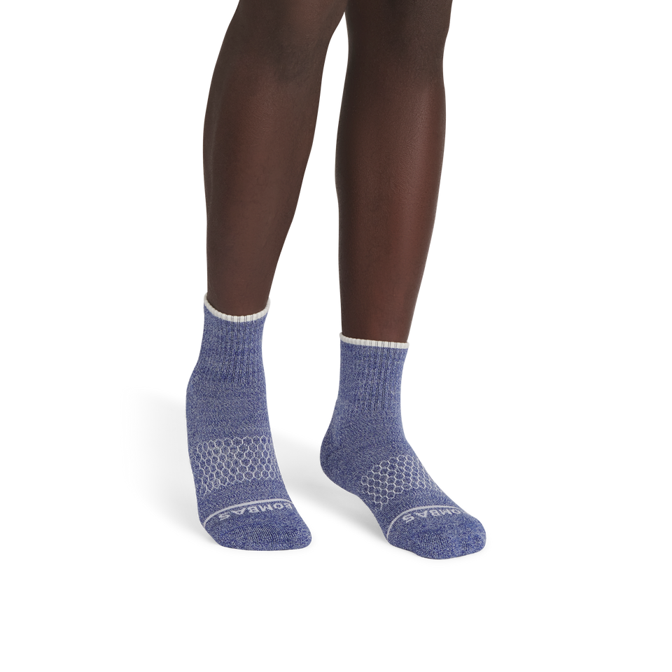 Merino Wool Blend Quarter Socks - glacier blue soft white MO1 [10628]