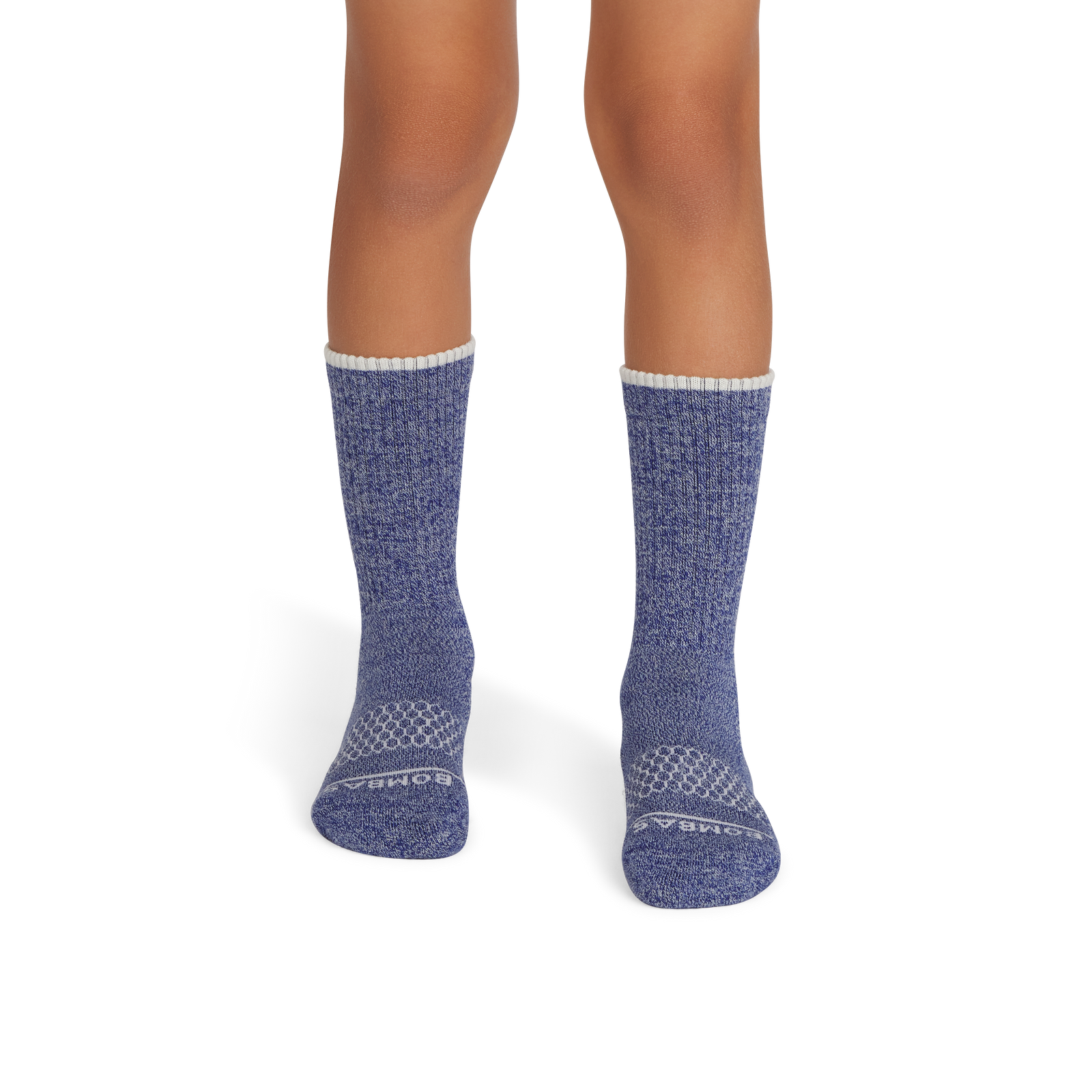 Merino Wool Blend Calf Socks - glacier blue soft white YO1 [10632]