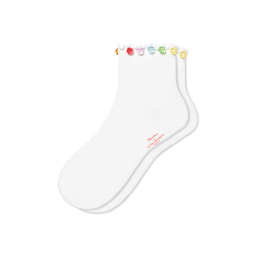 Lightweight Ribbed Quarter Socks - white L [10657]