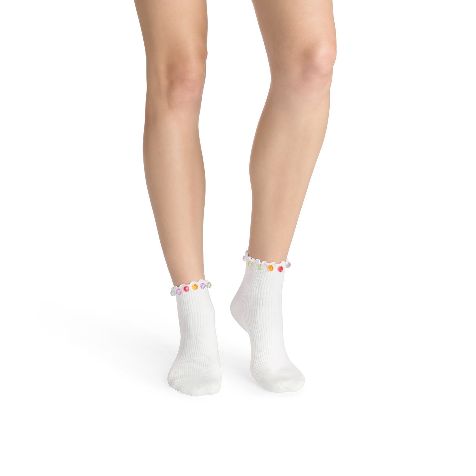 Lightweight Ribbed Quarter Socks - white WO1 [10657]