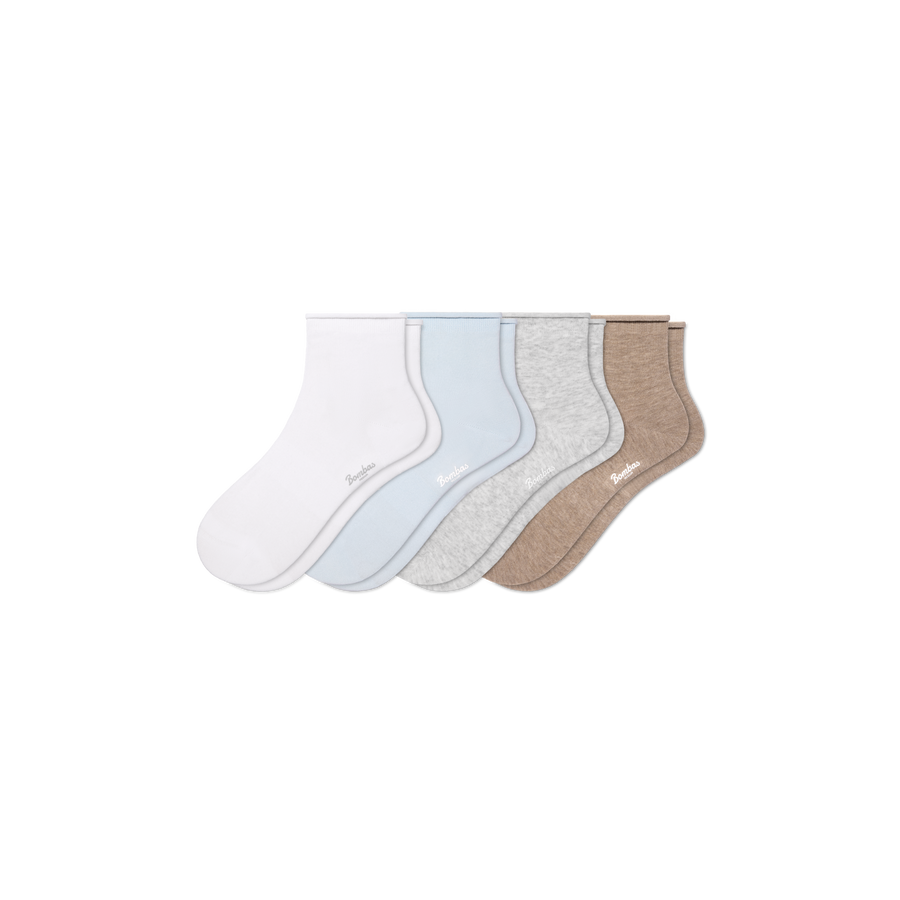 Women’s Roll Top Quarter Sock 4-Pack - Run No Show Comfort