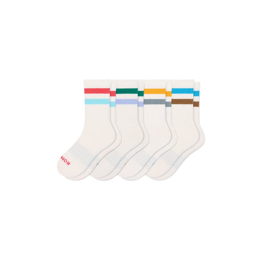 Youth Vintage Stripes Calf Sock 4-Pack - Active Crew Pair