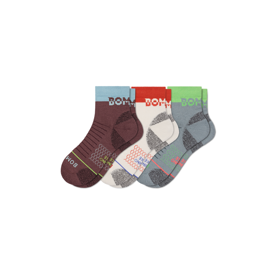 Women's Merino Wool Blend Hiking Quarter Sock 3-Pack - Daily Weekend Comfort