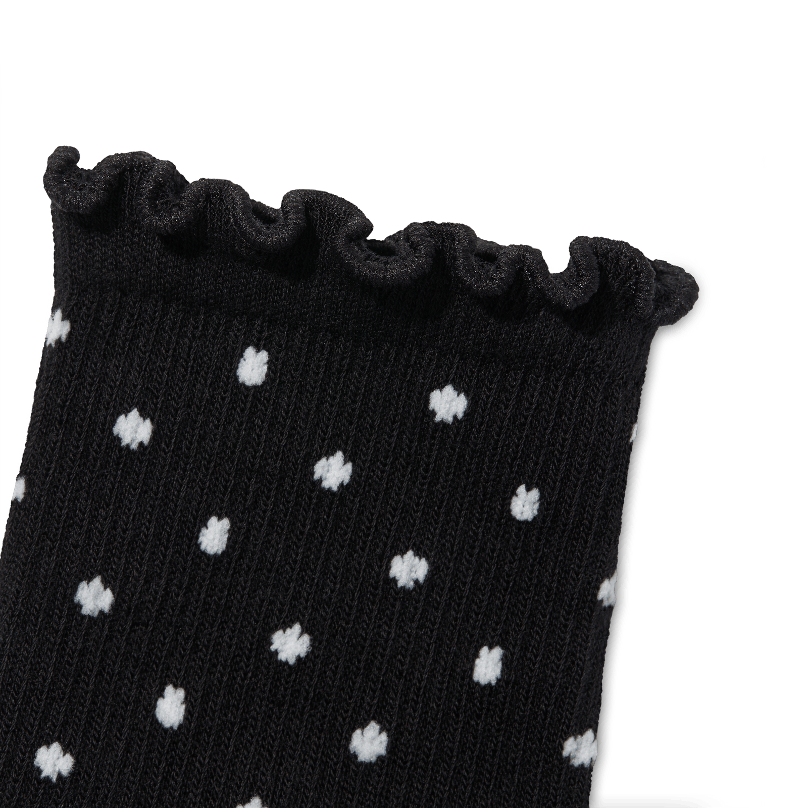 Ruffle Rib Quarter Socks - Black Polka Dot Detail [11328]