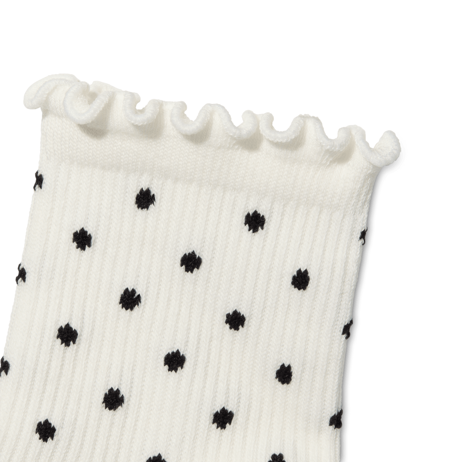 Ruffle Rib Quarter Socks - White Polka Dot Detail [11328]