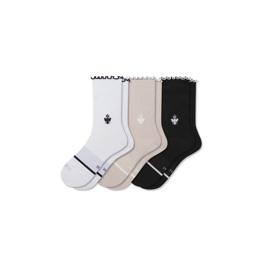 Women’s Ruffle Sport Half Calf Sock 3-Pack - Weekend School Support