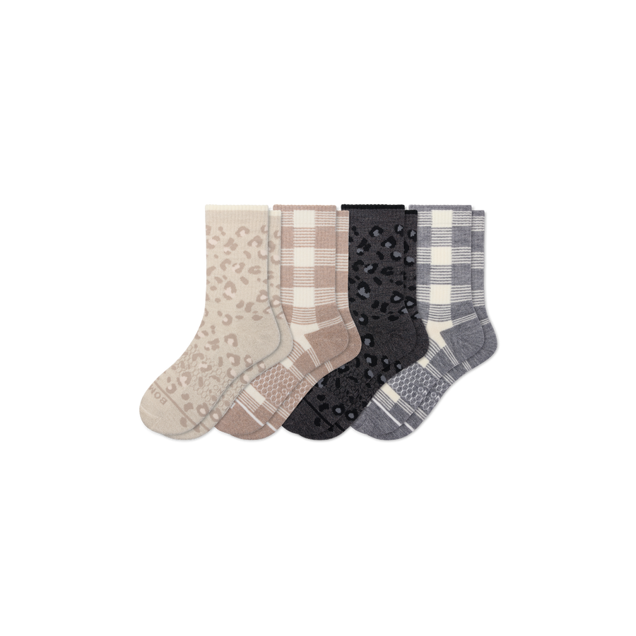 Women's Merino Wool Blend Half Calf Sock 4-Pack - Outdoor No Show Move
