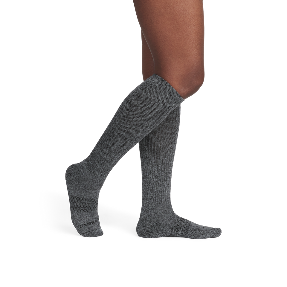 Marl Knee High Socks - Black / Dark Grey WO2 [3933]