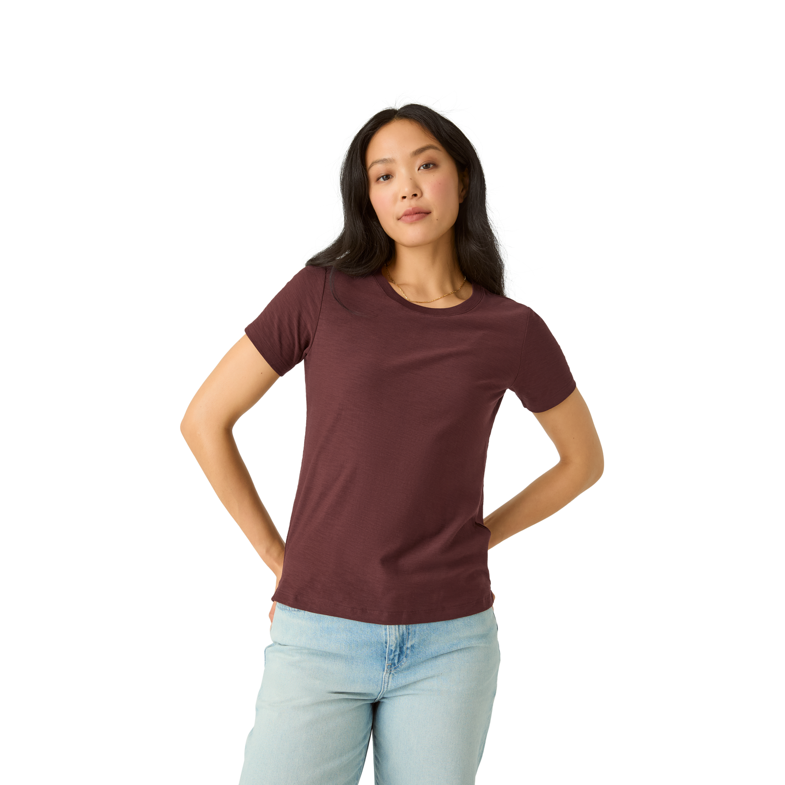Air Slub Crew Neck T-Shirt - Dark Cocoa WO4 [5583]