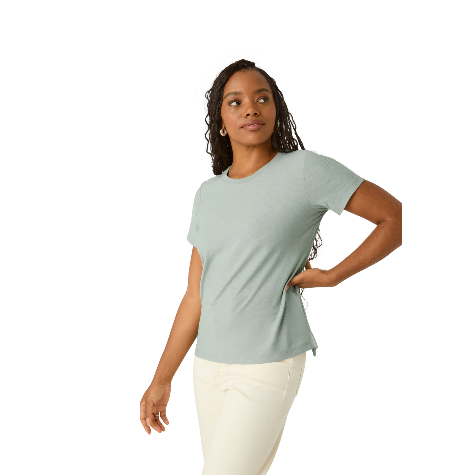 Air Slub Crew Neck T-Shirt - Putty Green WO2 [5583]