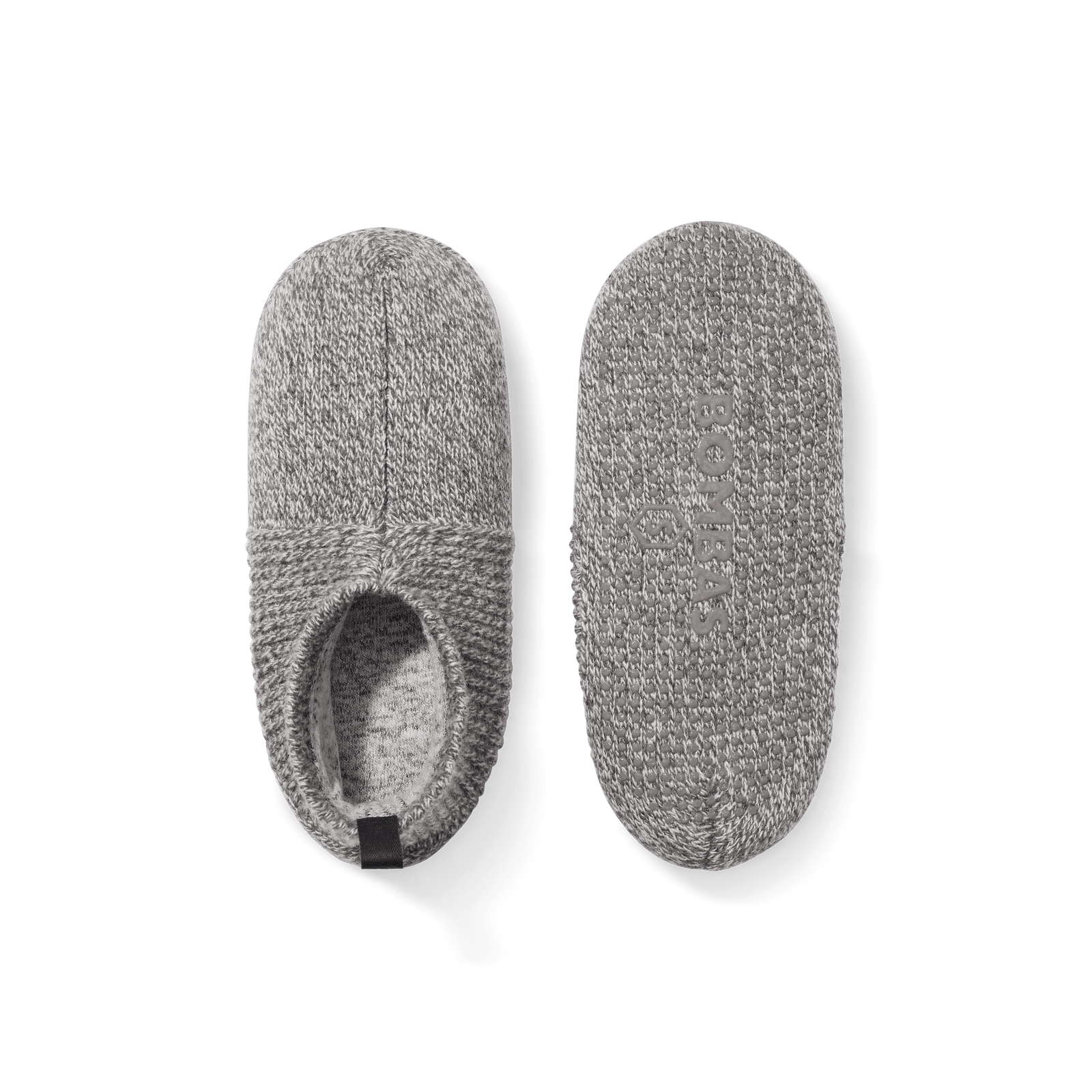 Marl Gripper Slipper Medium Grey Heather L Front + Back
