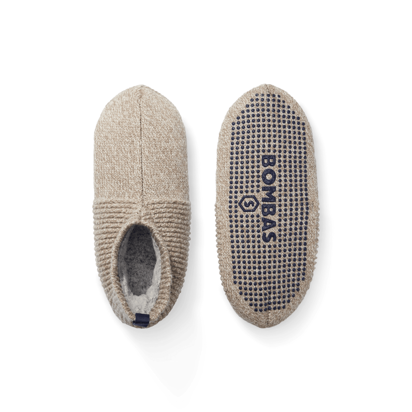 Marl Gripper Slipper Taupe L Front + Back