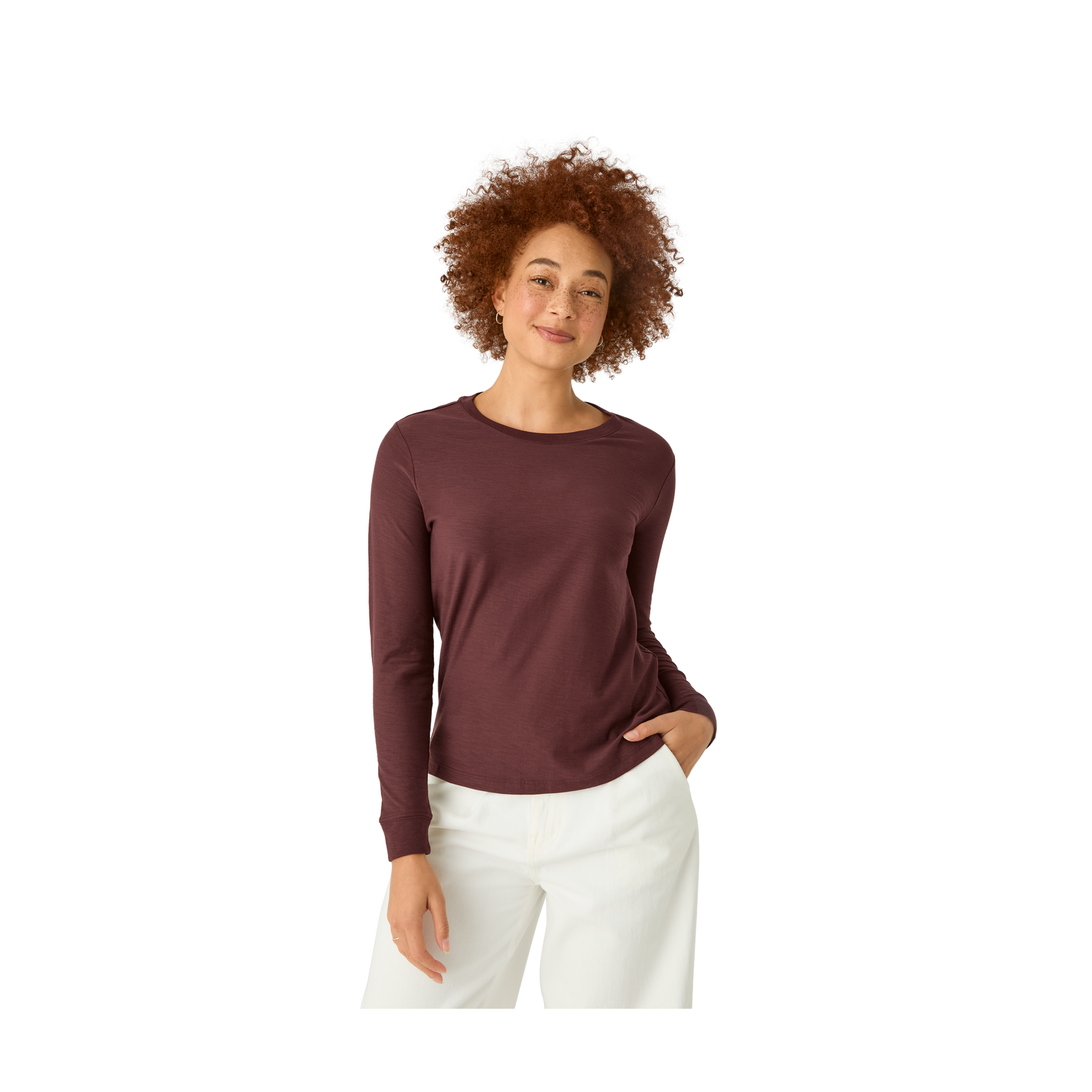 Air Slub Long Sleeve T-Shirt - Dark Cocoa WO4 [6822]