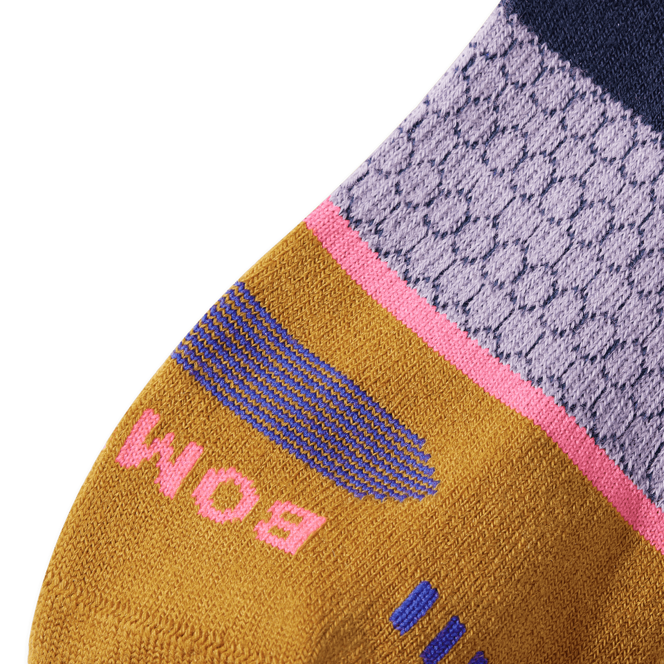 Merino Wool Blend Ski & Snowboard Midnight Navy Neon Cobalt Detail