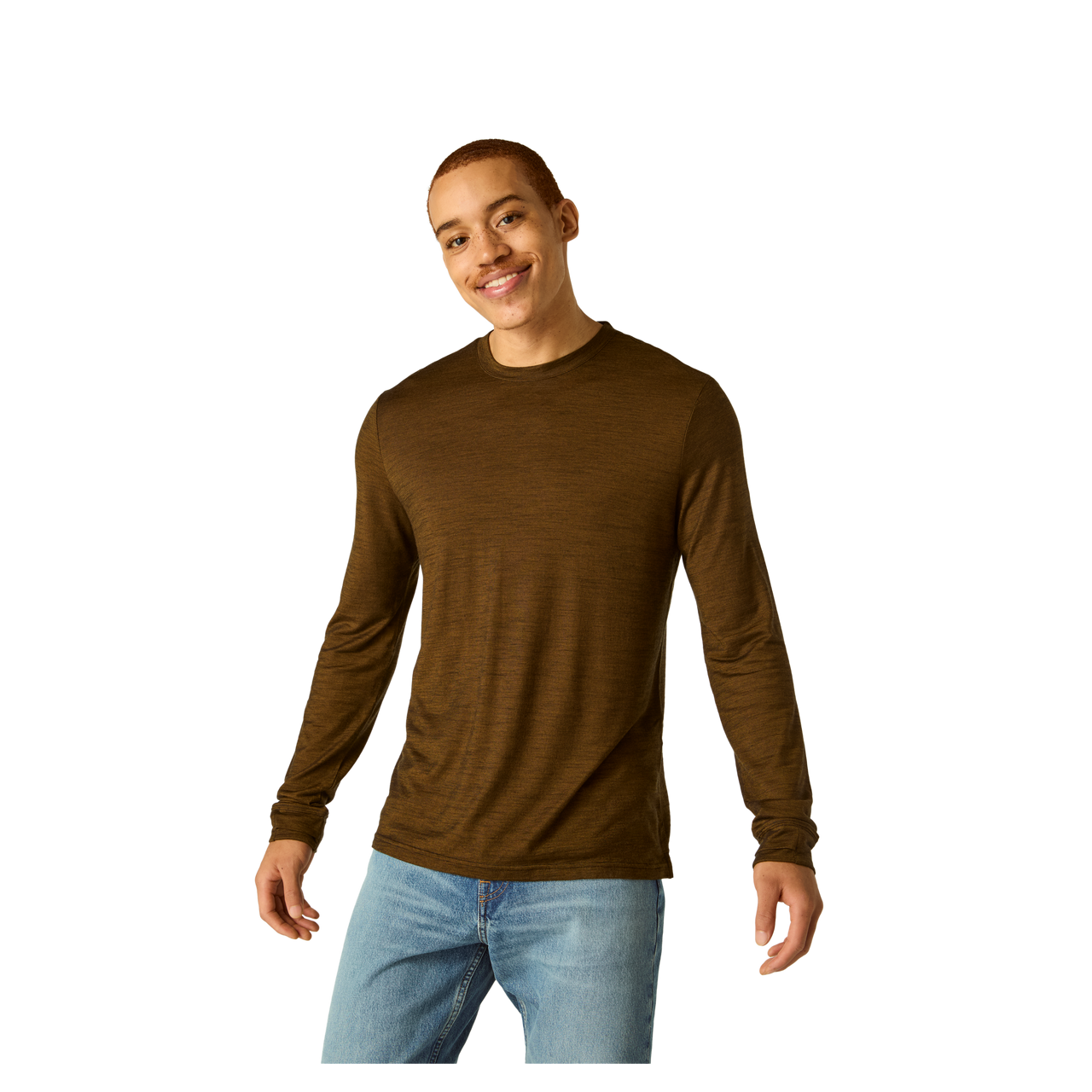 Men's Merino Blend Crew Neck Long Sleeve T-Shirt - Canteen MO1 [7052]
