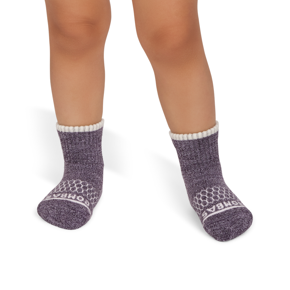 Toddler Merino Wool Blend Gripper Calf Socks - Night Bloom OM1